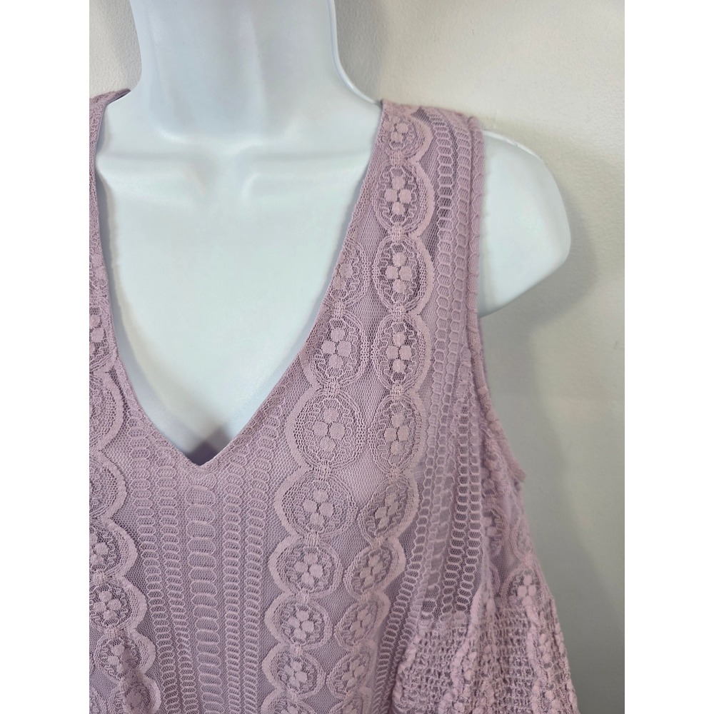 Blue Rain Lavender Floral Lace Sleeveless V-Neck Shift Dress Purple Medium M - Picture 4 of 9